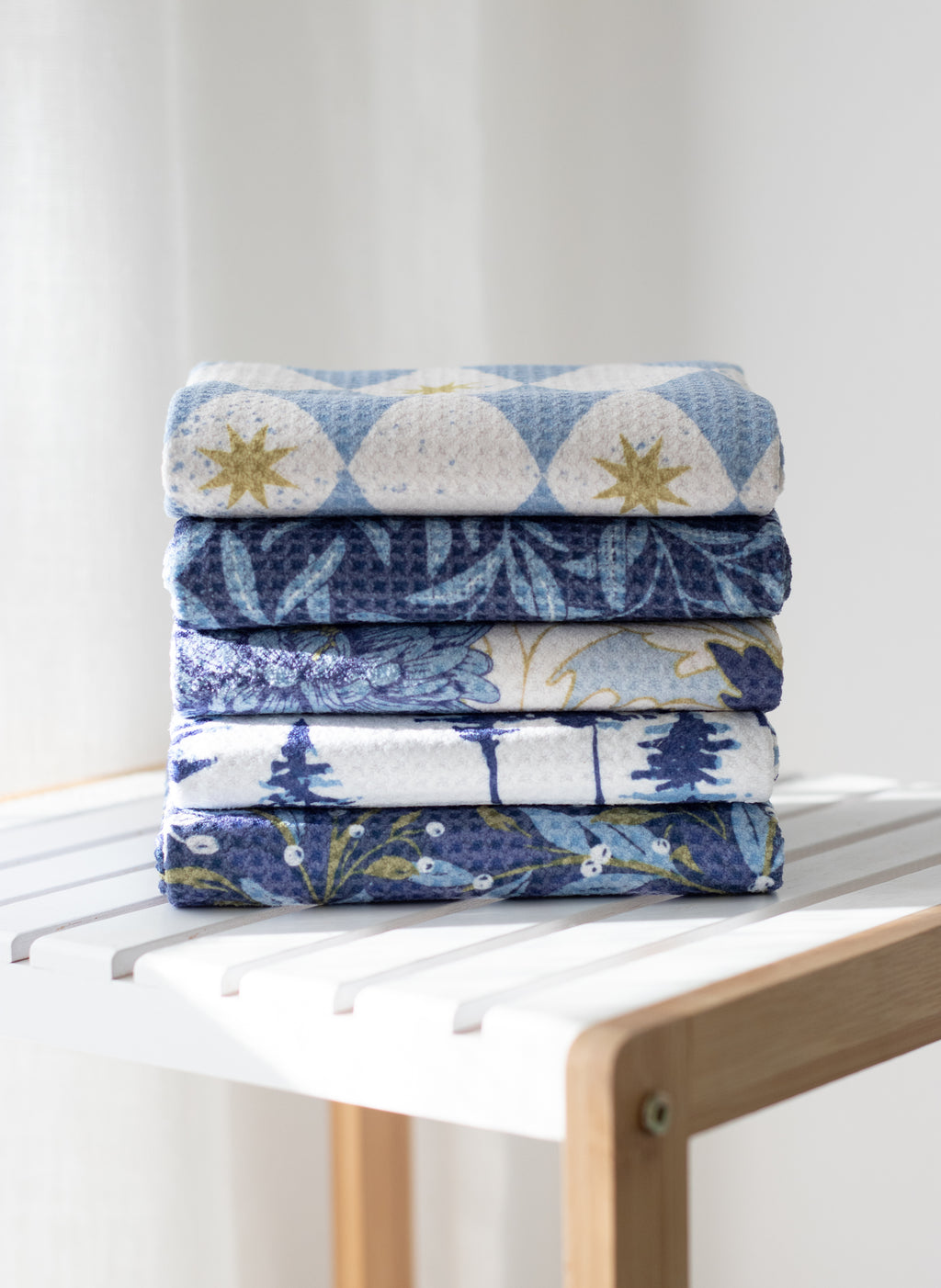 The Winter Edit Kitchen Towels - Set of 5 | Waffle-Weave Tea Towels