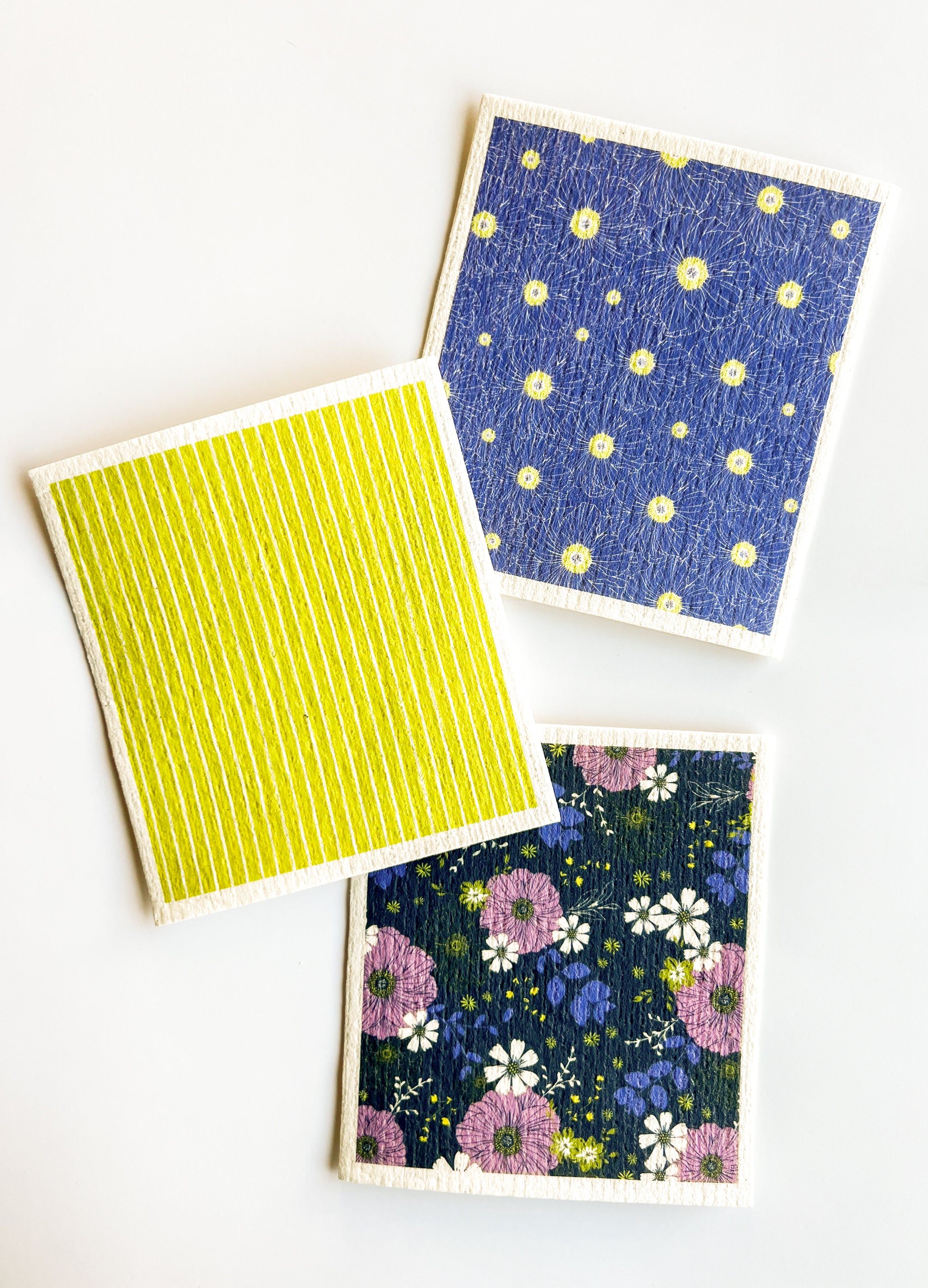 Anemone Garden Swedish Dishcloth Set | Reusable Kitchen Cleaning Cloths (Set of 3)