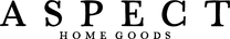 Logo of Aspect Home Goods with black text on a white background