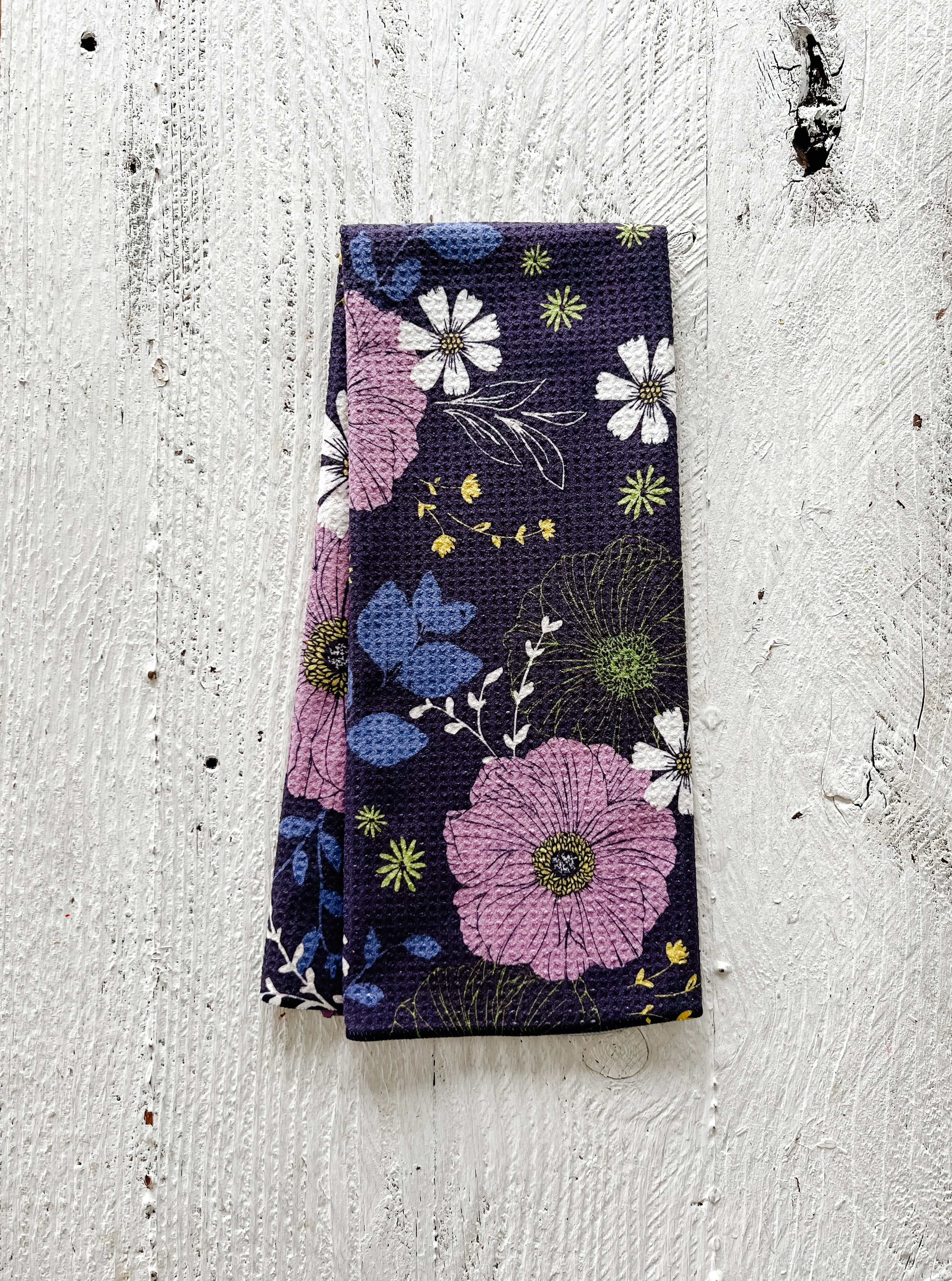 Anemone Garden Kitchen Towel | Floral Waffle-Weave Kitchen Tea Towel